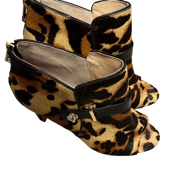 Louise Et Cie size 11 leopard print calf hair open toe bootie back zip - Picture 10 of 16
